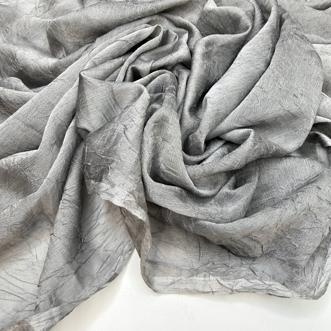 Storm Season - Crinkle Chiffon Polyester Blend Woven - Silver - 1.8M Bundle - True Deadstock fabric Fabric by private - Sustainable Textile | FABCYCLE