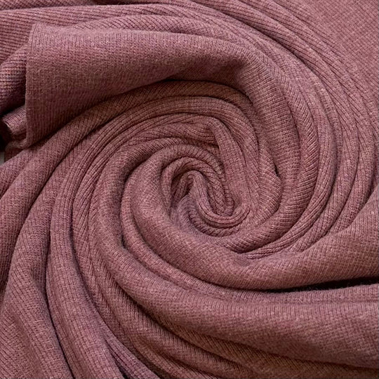 Strawberry Flavour - Tubular Rib Knit Bamboo Blend Knit - Dusty Rose Pink - 1M Bundle - True Deadstock fabric Fabric by private - Sustainable Textile | FABCYCLE