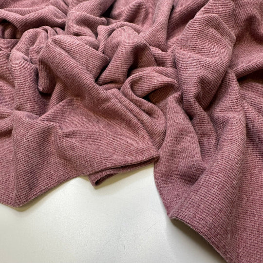 Strawberry Flavour - Tubular Rib Knit Bamboo Blend Knit - Dusty Rose Pink - 1M Bundle - True Deadstock fabric Fabric by private - Sustainable Textile | FABCYCLE