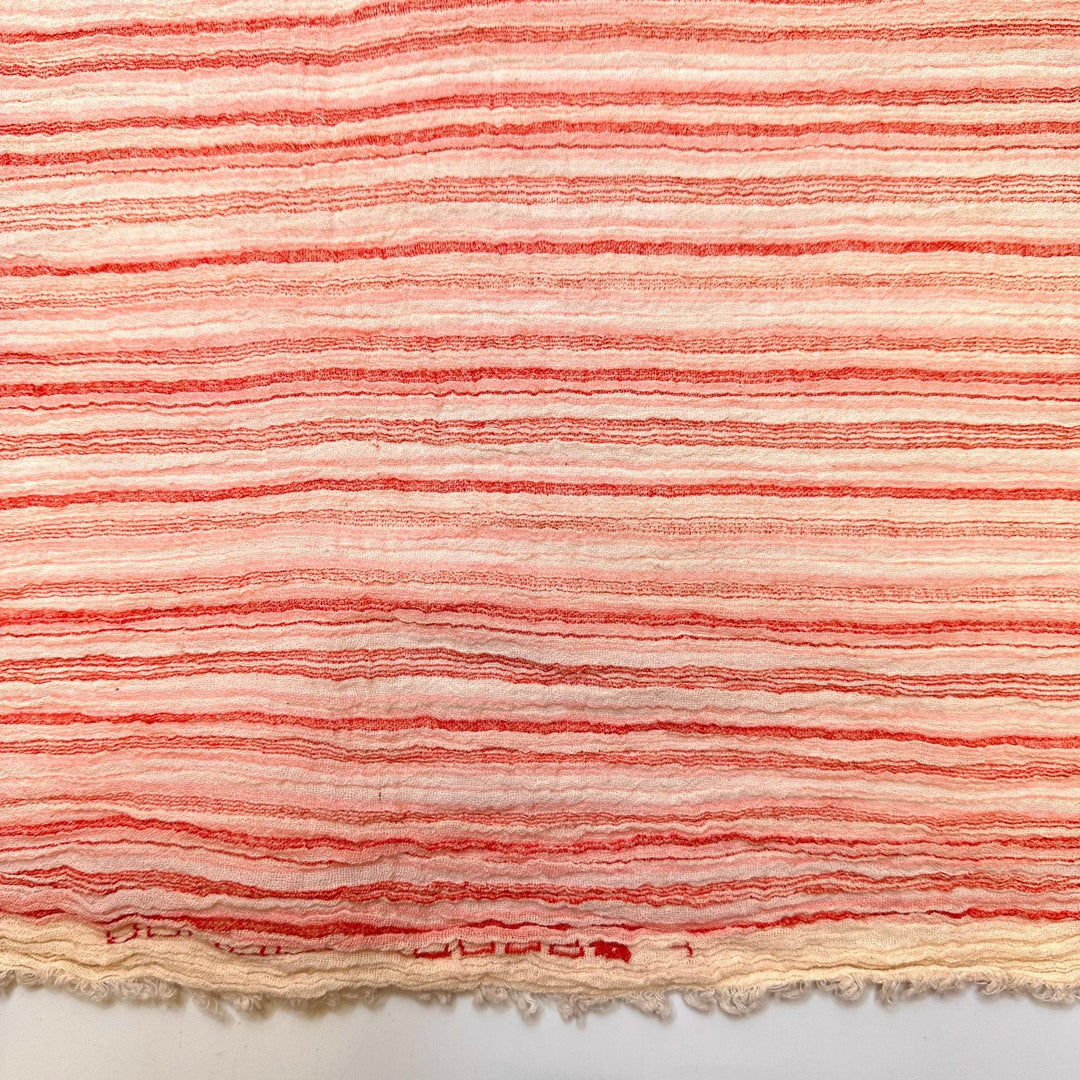 Strawberry Shortcake Giggles - Crinkle Gauze Cotton Woven - Cream/Pink Stripes - 3.2M Bundle - True Deadstock fabric Fabric by private - Sustainable Textile | FABCYCLE