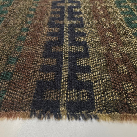 Strength In Weakness - Basket Weave Acrylic Woven - Green Multi Geometric - 2.4M Bundle - True Deadstock fabric Fabric by private - Sustainable Textile | FABCYCLE