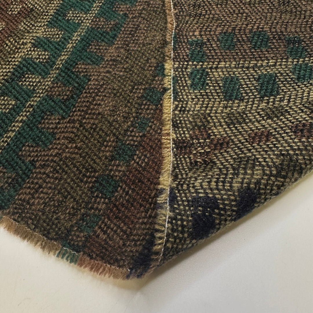 Strength In Weakness - Basket Weave Acrylic Woven - Green Multi Geometric - 2.4M Bundle - True Deadstock fabric Fabric by private - Sustainable Textile | FABCYCLE