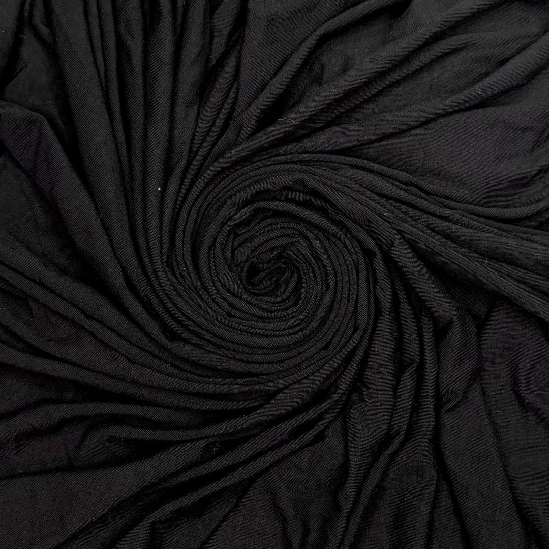 Stretchy Weekend Drop - Jersey Wool Knit - Black - 1.4M Bundle - True Deadstock fabric Fabric by private - Sustainable Textile | FABCYCLE