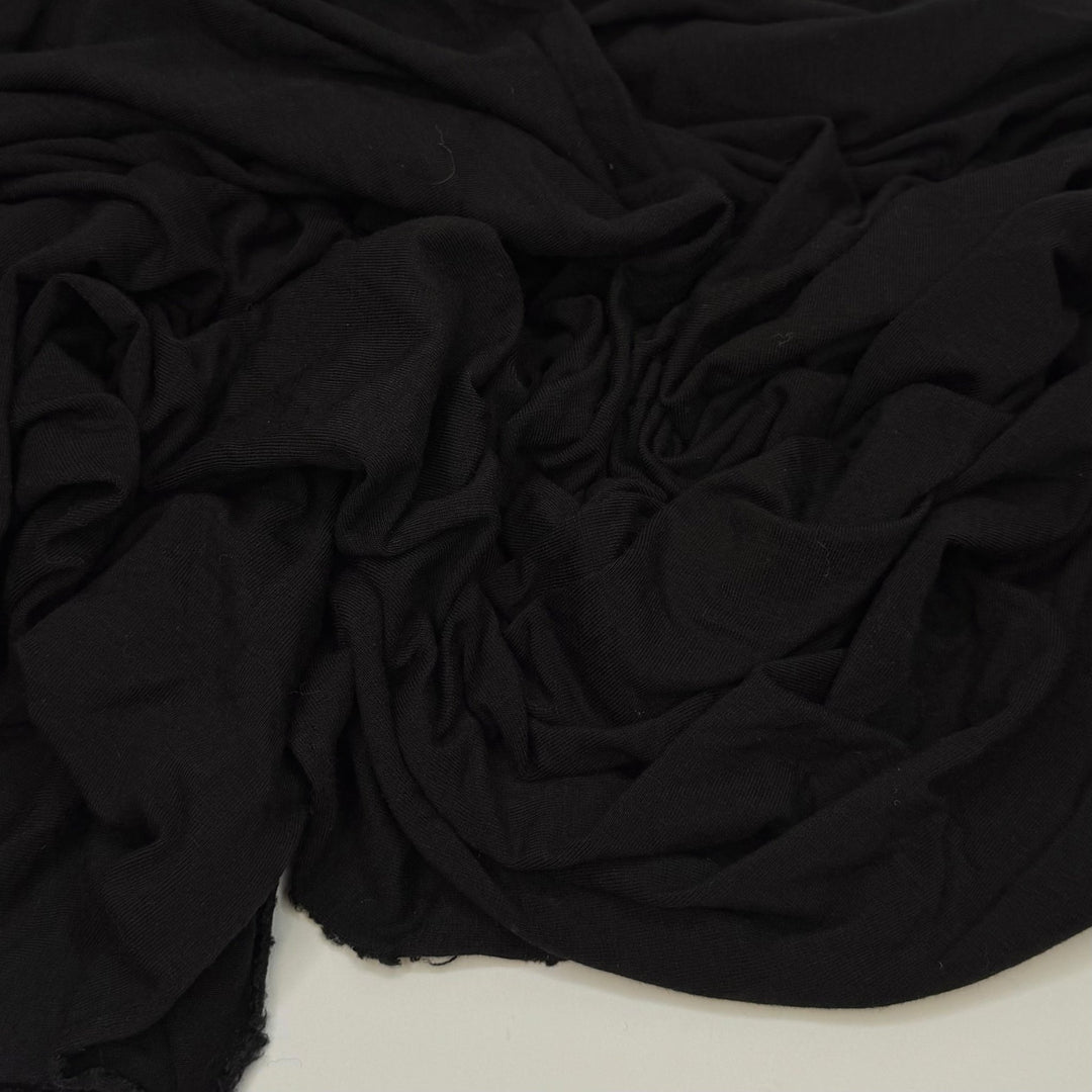 Stretchy Weekend Drop - Jersey Wool Knit - Black - 1.4M Bundle - True Deadstock fabric Fabric by private - Sustainable Textile | FABCYCLE