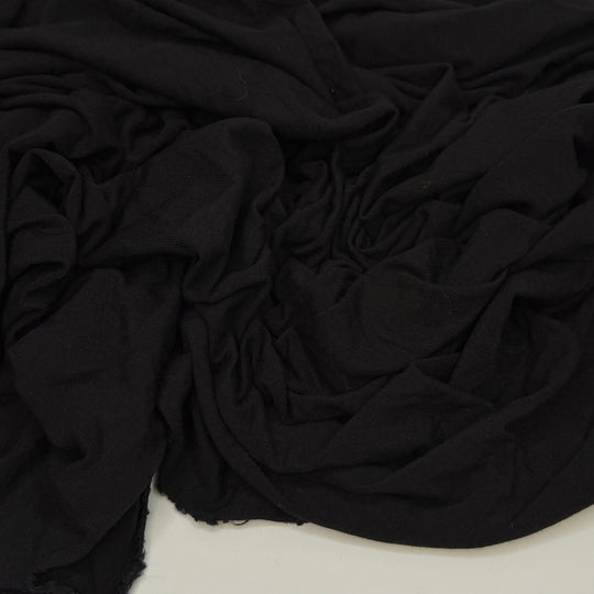 Stretchy Weekend Drop - Jersey Wool Knit - Black - 1.4M Bundle - True Deadstock fabric Fabric by private - Sustainable Textile | FABCYCLE