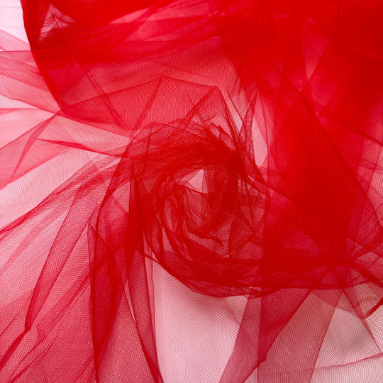 Stuck At A Red Light - Tulle Poly Knit - Red - Bundles - True Deadstock fabric Fabric by private - Sustainable Textile | FABCYCLE