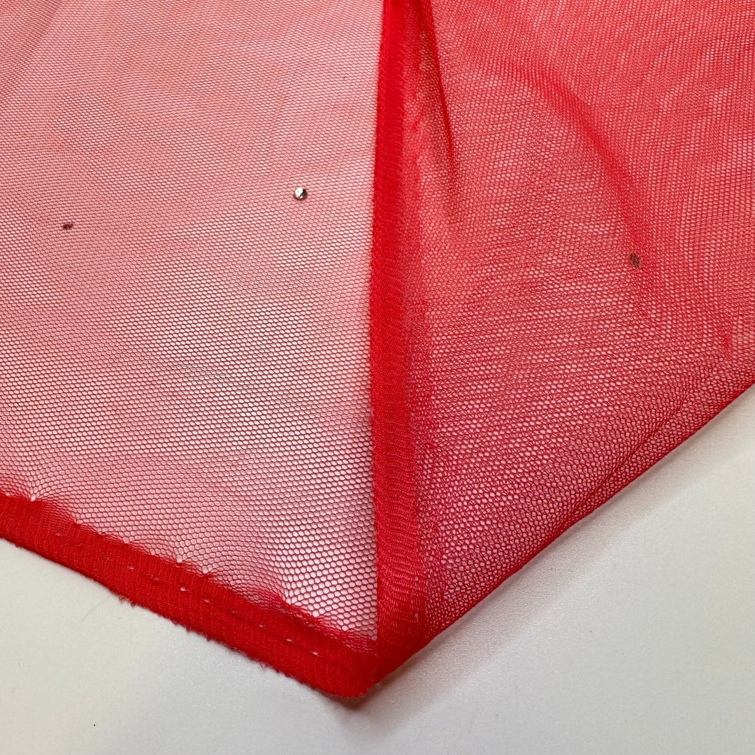 Stunning Summer Sunsets - Rhinestones Tulle Poly Knit - Pink - 2.4M Bundle - True Deadstock fabric Fabric by private - Sustainable Textile | FABCYCLE