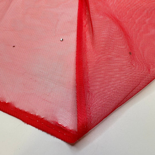Stunning Summer Sunsets - Rhinestones Tulle Poly Knit - Pink - 2.4M Bundle - True Deadstock fabric Fabric by private - Sustainable Textile | FABCYCLE