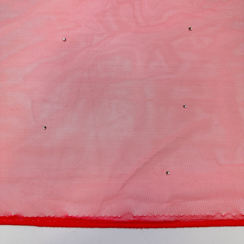 Stunning Summer Sunsets - Rhinestones Tulle Poly Knit - Pink - 2.4M Bundle - True Deadstock fabric Fabric by private - Sustainable Textile | FABCYCLE