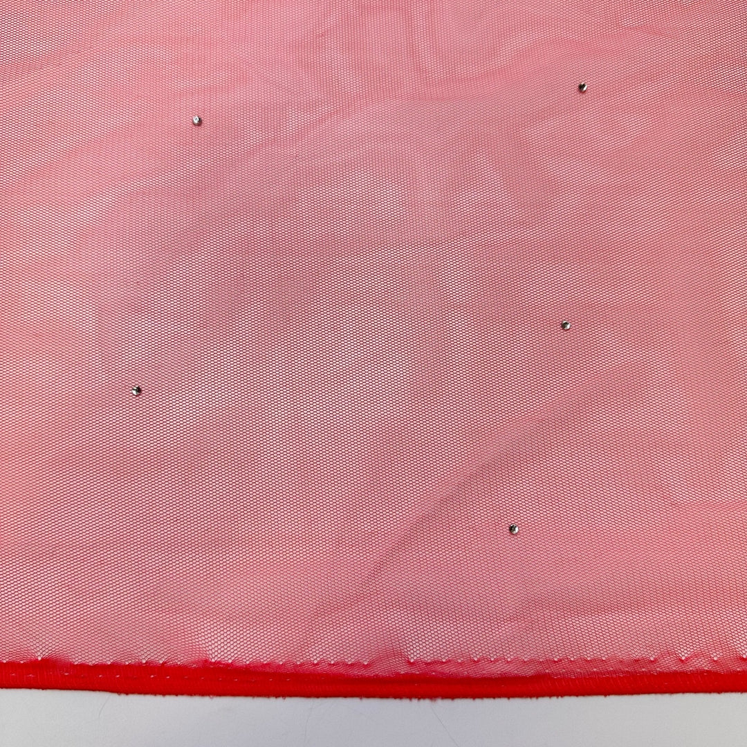 Stunning Summer Sunsets - Rhinestones Tulle Poly Knit - Pink - 2.4M Bundle - True Deadstock fabric Fabric by private - Sustainable Textile | FABCYCLE