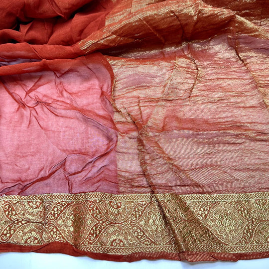Styling My New Self - Metallic Chiffon Jacquard Cotton Woven - Gold/Red Paisley - 2.4M Bundle - True Deadstock fabric Fabric by private - Sustainable Textile | FABCYCLE