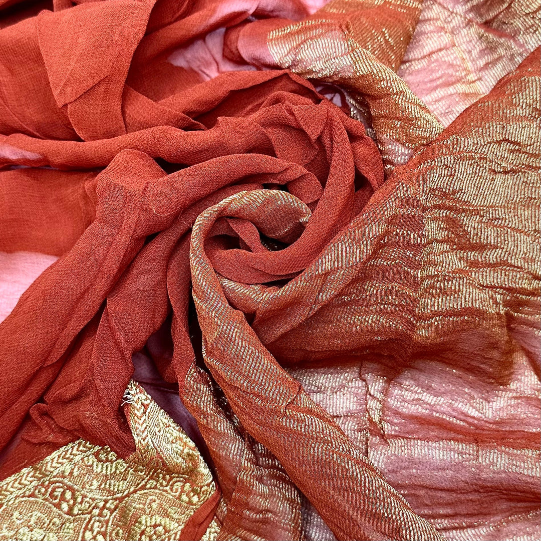 Styling My New Self - Metallic Chiffon Jacquard Cotton Woven - Gold/Red Paisley - 2.4M Bundle - True Deadstock fabric Fabric by private - Sustainable Textile | FABCYCLE