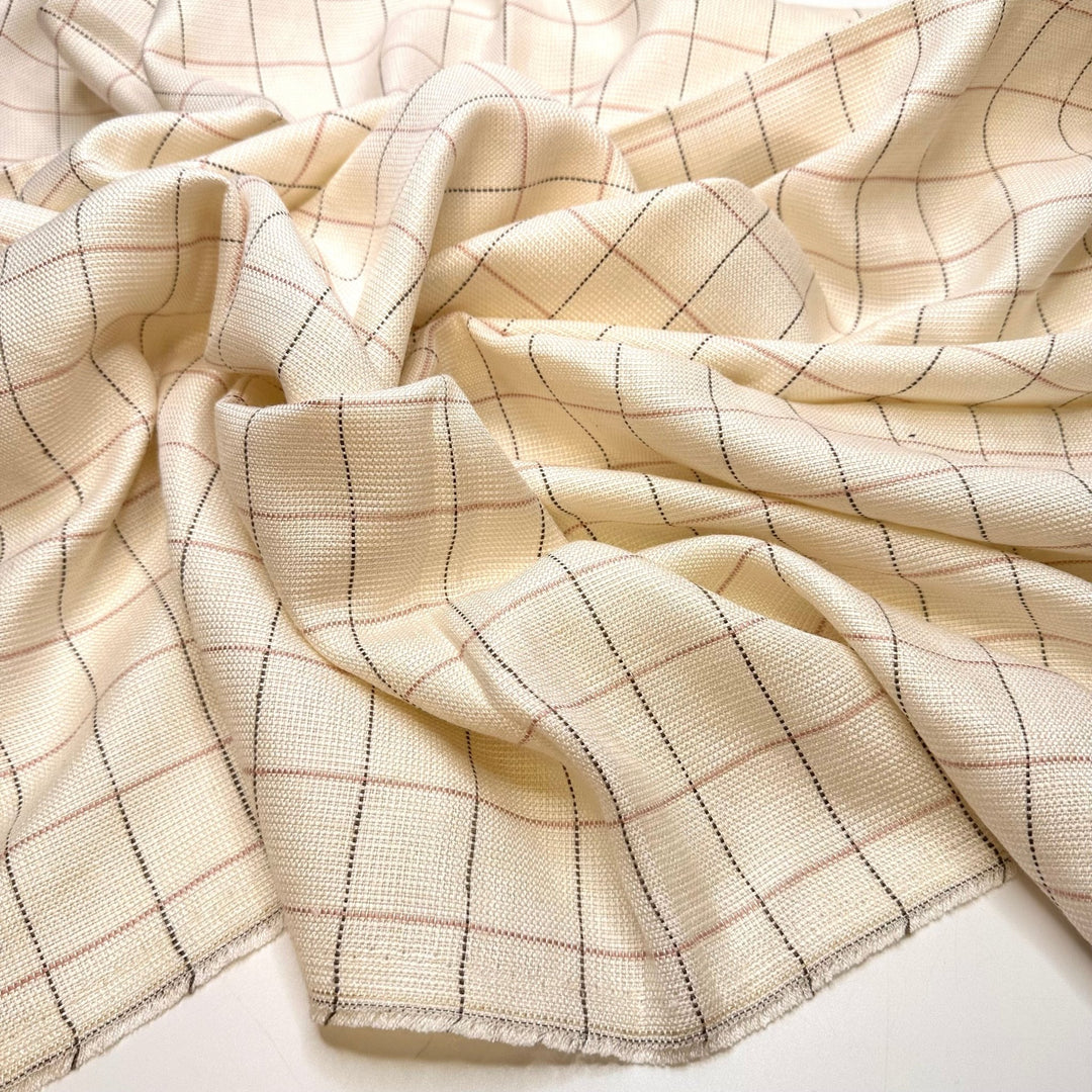 Submitting My PTO Request - Cotton Woven - Cream Multi Plaid - Bundles - True Deadstock fabric Fabric by private - Sustainable Textile | FABCYCLE