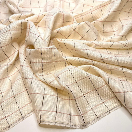 Submitting My PTO Request - Cotton Woven - Cream Multi Plaid - Bundles - True Deadstock fabric Fabric by private - Sustainable Textile | FABCYCLE