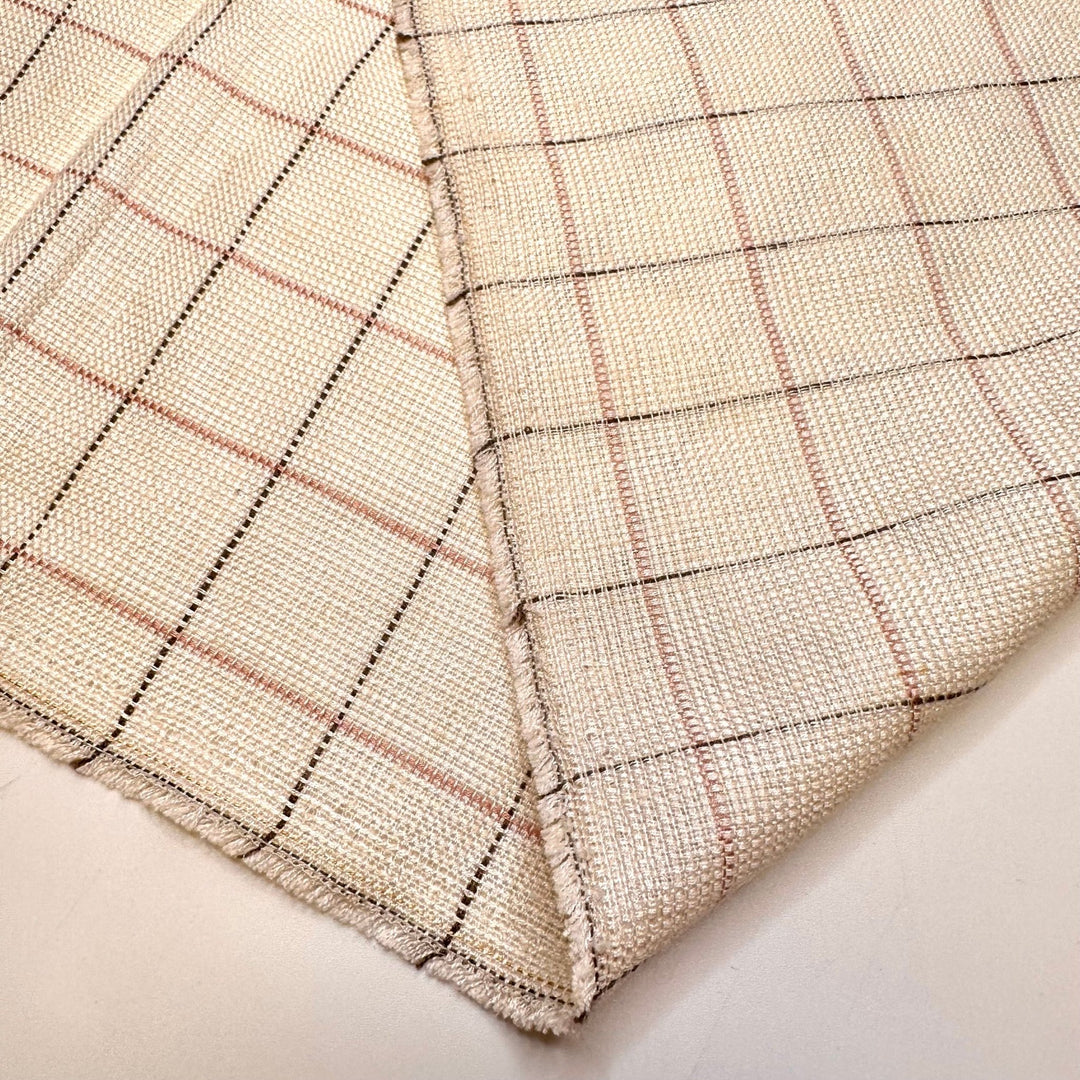 Submitting My PTO Request - Cotton Woven - Cream Multi Plaid - Bundles - True Deadstock fabric Fabric by private - Sustainable Textile | FABCYCLE