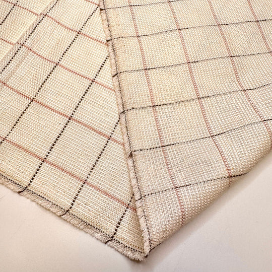 Submitting My PTO Request - Cotton Woven - Cream Multi Plaid - Bundles - True Deadstock fabric Fabric by private - Sustainable Textile | FABCYCLE