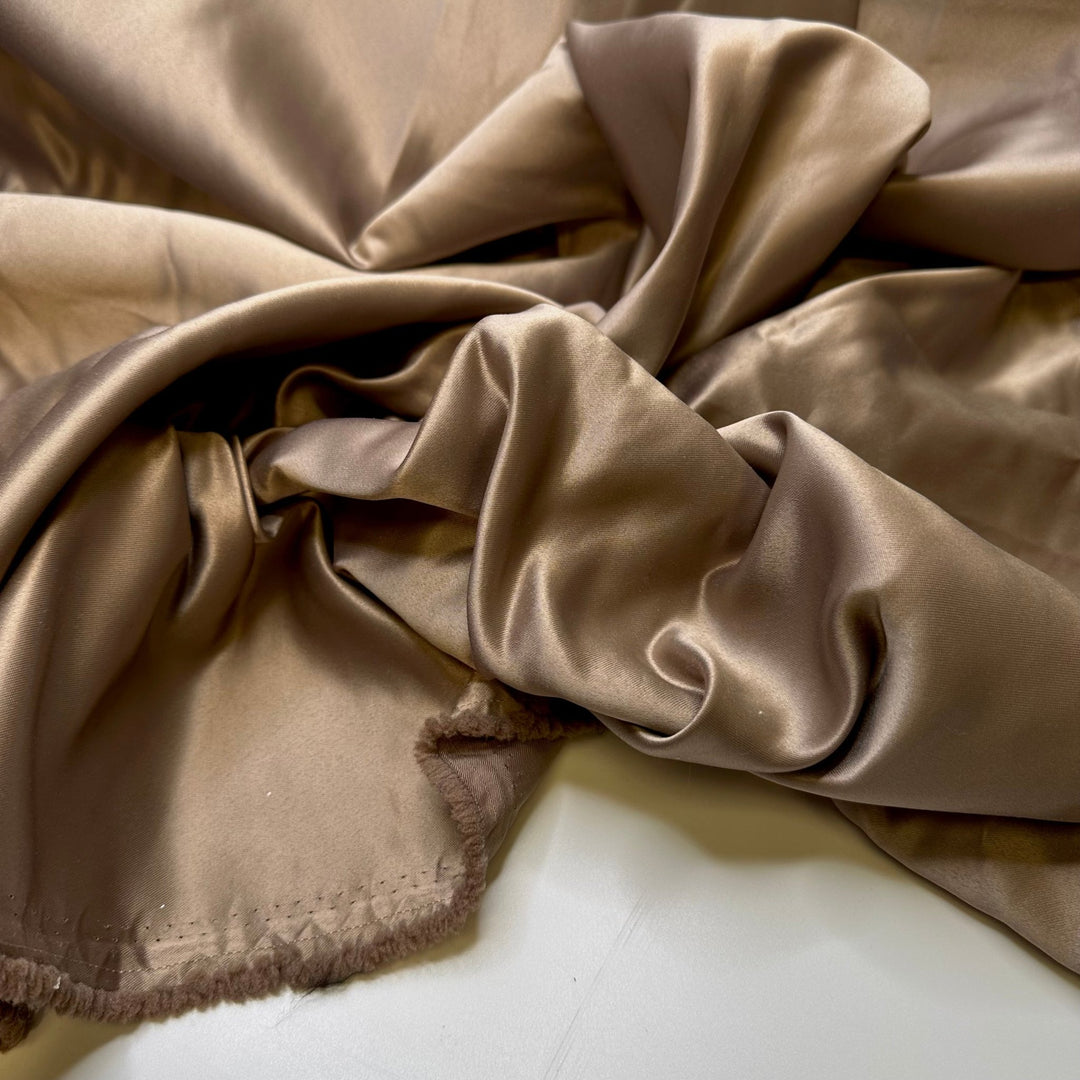 Subtle Glow - Sateen Polyester Blend Woven - Beige - 1.2M Bundle - True Deadstock fabric Fabric by private - Sustainable Textile | FABCYCLE