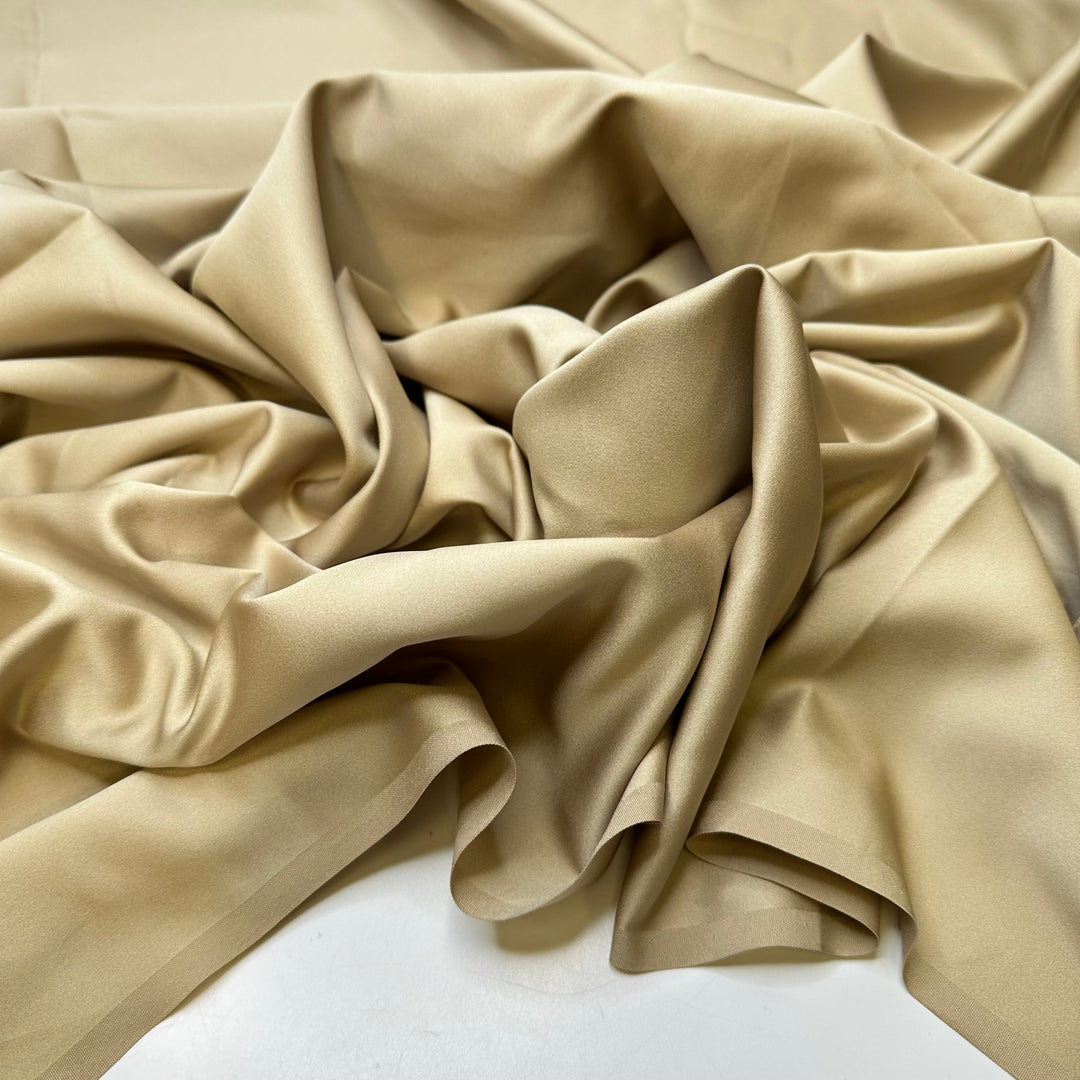 Suit Jacket And Khakis - Sateen Polyester Blend Woven - Light Beige - 5.5M Bundle - True Deadstock fabric Fabric by private - Sustainable Textile | FABCYCLE