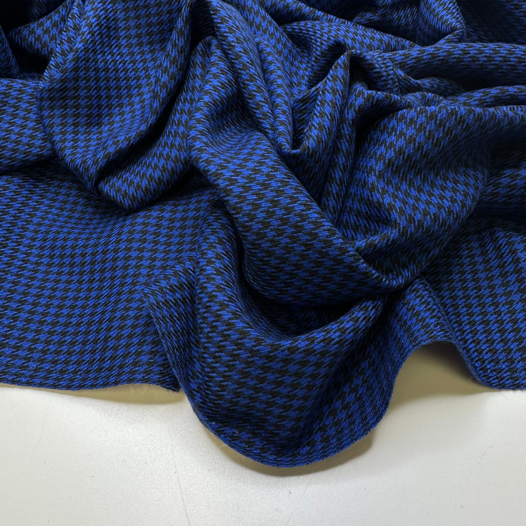 Suited Up - Houndstooth Cotton Blend Woven - Blue/Black - 1.3M Bundle - True Deadstock fabric Fabric by private - Sustainable Textile | FABCYCLE