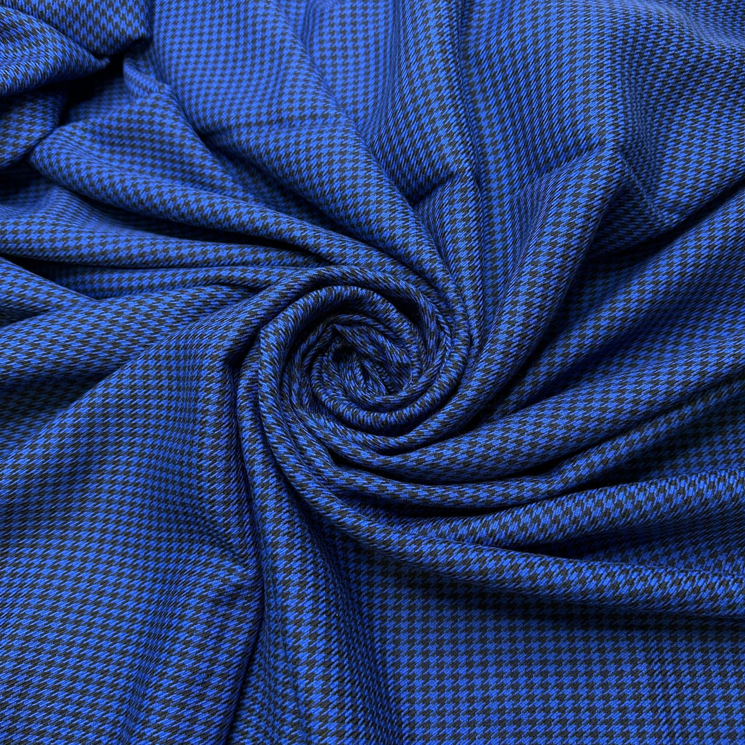 Suited Up - Houndstooth Cotton Blend Woven - Blue/Black - 1.3M Bundle - True Deadstock fabric Fabric by private - Sustainable Textile | FABCYCLE