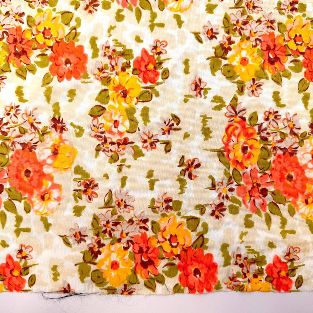 Summer Blooms - Polyester Blend Knit - Cream Multi Floral - 2.35M Bundle - True Deadstock fabric Fabric by private - Sustainable Textile | FABCYCLE