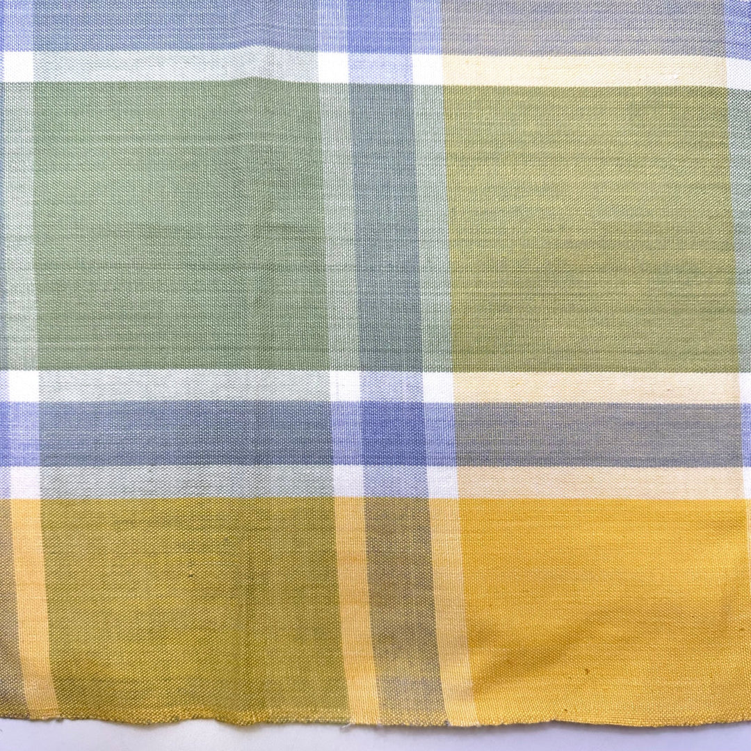 Summer Colour Ways - Hand Woven Cotton Blend Woven - Yellow Multi Plaid - 2M Bundle - True Deadstock fabric Fabric by private - Sustainable Textile | FABCYCLE