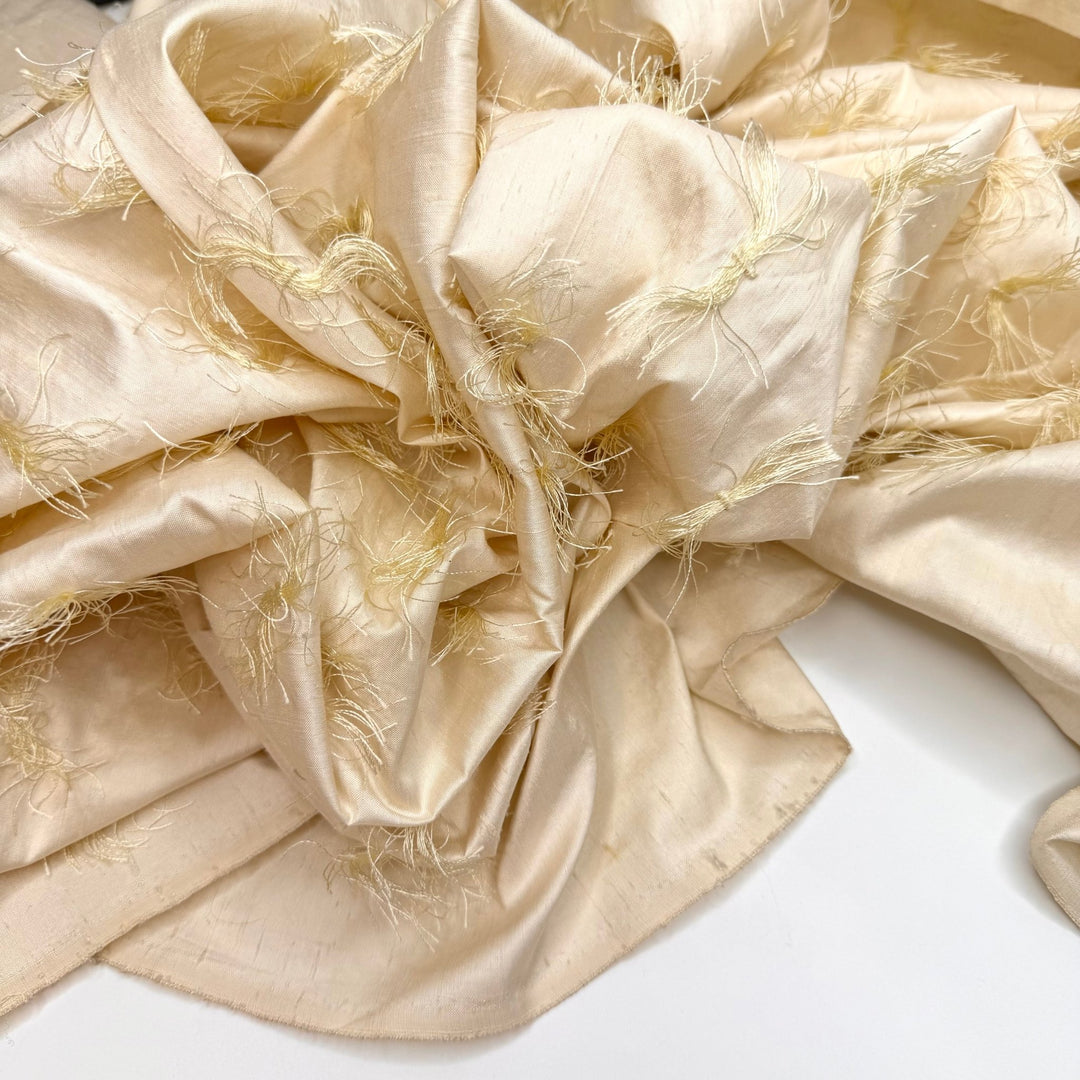 Summer Elegance - Slub Silk Woven - Cream - 3.85M Bundle - True Deadstock fabric Fabric by private - Sustainable Textile | FABCYCLE