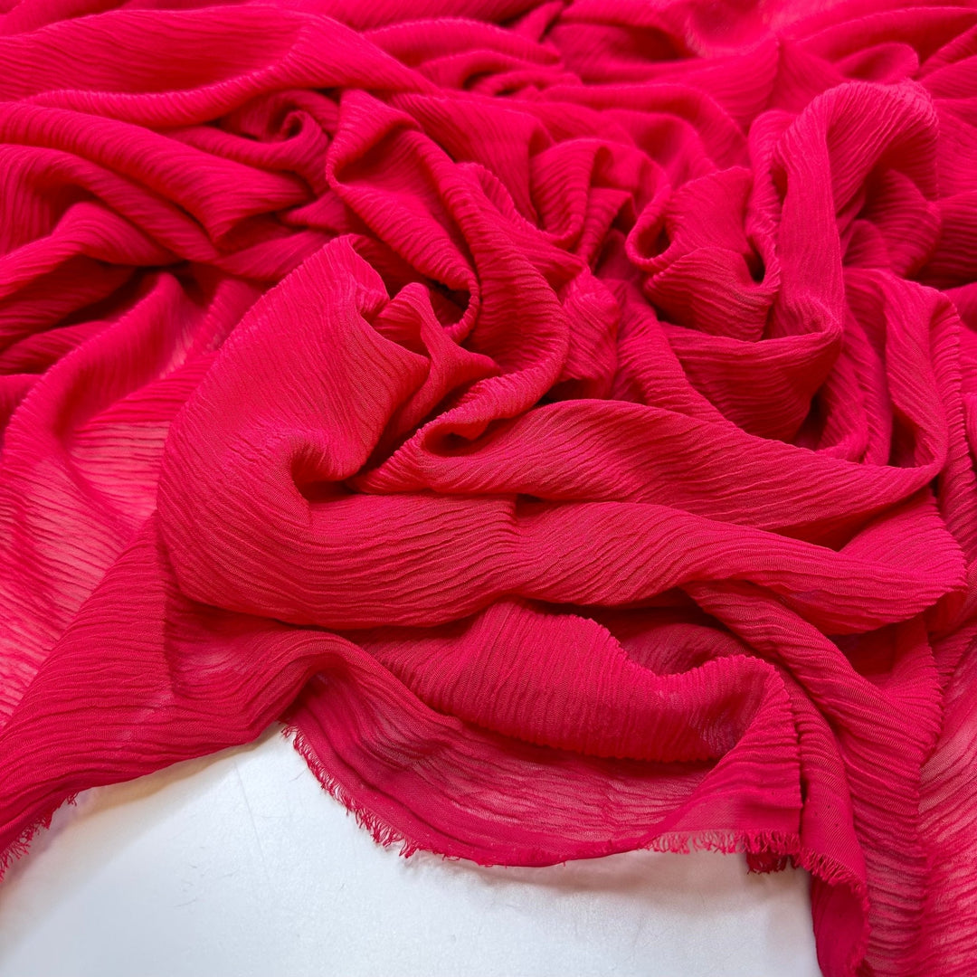 Summer Parties - Crinkle Polyester Blend Woven - Dark Pink - 2.3M Bundle - True Deadstock fabric Fabric by private - Sustainable Textile | FABCYCLE
