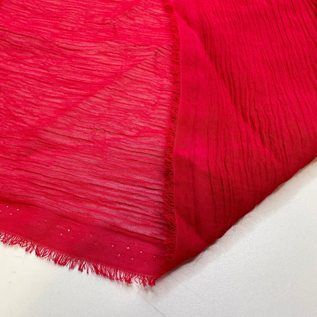 Summer Parties - Crinkle Polyester Blend Woven - Dark Pink - 2.3M Bundle - True Deadstock fabric Fabric by private - Sustainable Textile | FABCYCLE