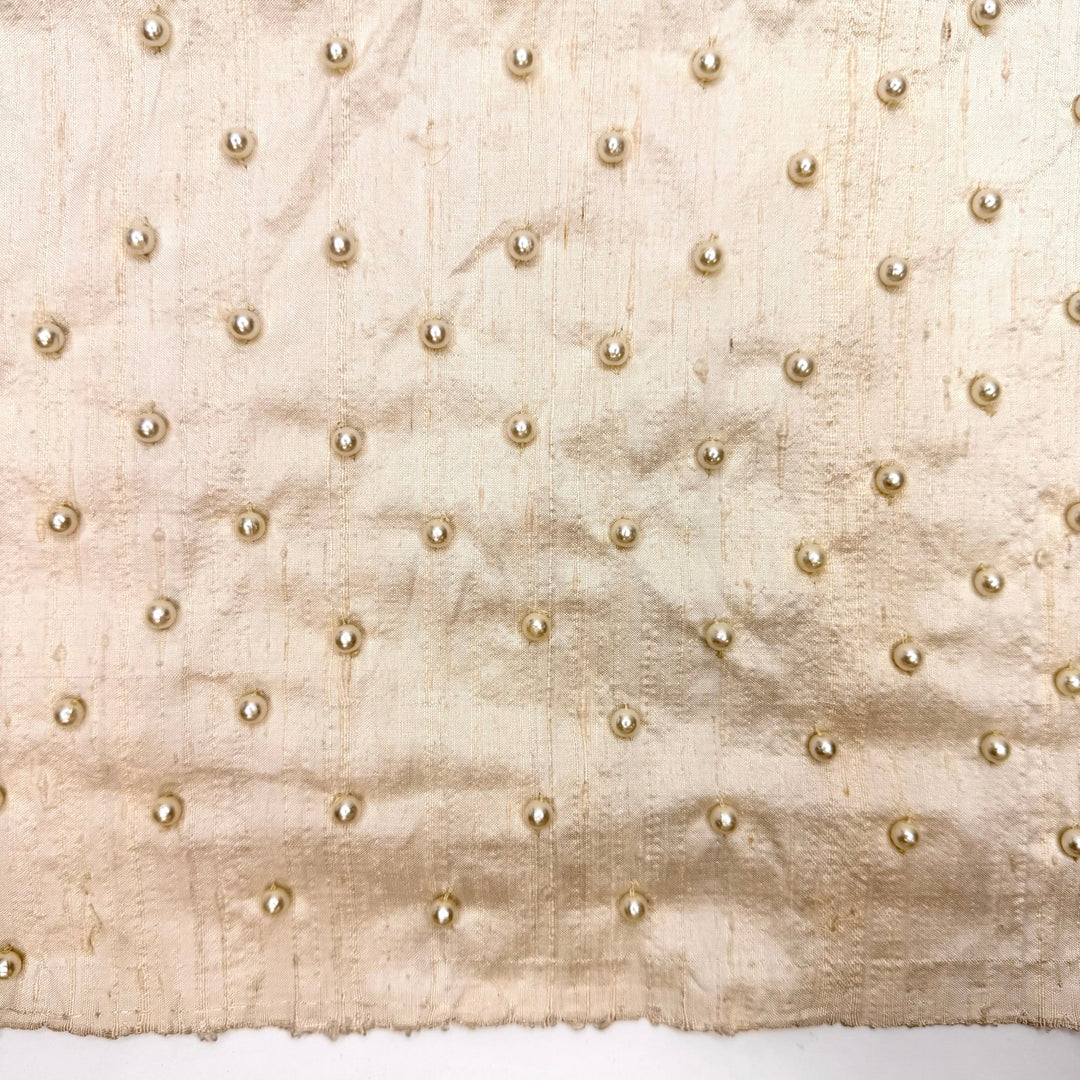 Summer Party Flow - Beaded Slub Silk Woven - Cream - 0.75M Bundle - True Deadstock fabric Fabric by private - Sustainable Textile | FABCYCLE