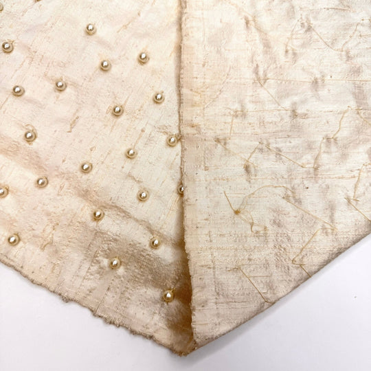 Summer Party Flow - Beaded Slub Silk Woven - Cream - 0.75M Bundle - True Deadstock fabric Fabric by private - Sustainable Textile | FABCYCLE