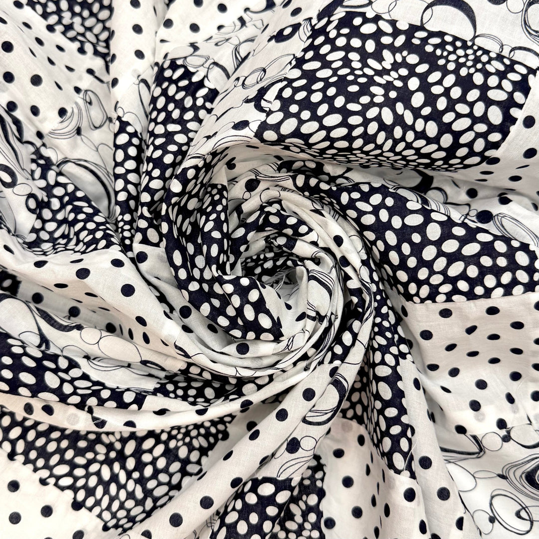 Summer Whimsy - Patchwork Cotton Woven - Black/White Polka Dots - 2.5M Bundle - True Deadstock fabric Fabric by private - Sustainable Textile | FABCYCLE