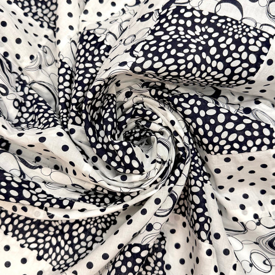 Summer Whimsy - Patchwork Cotton Woven - Black/White Polka Dots - 2.5M Bundle - True Deadstock fabric Fabric by private - Sustainable Textile | FABCYCLE