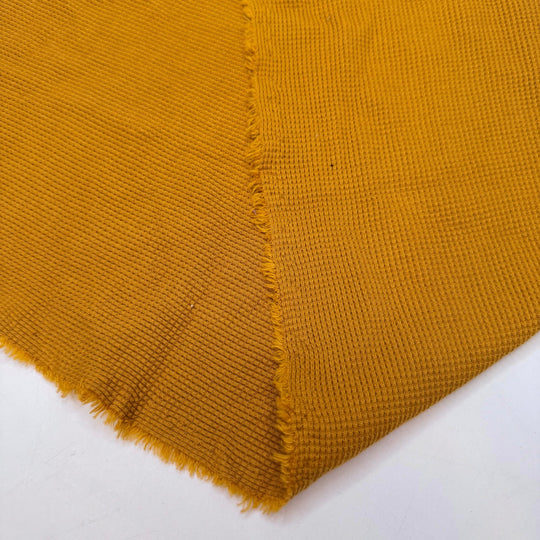 Sunflower - Waffle Knit Cotton Knit - Dark Mustard Yellow - 0.85M Bundle - True Deadstock fabric Fabric by private - Sustainable Textile | FABCYCLE