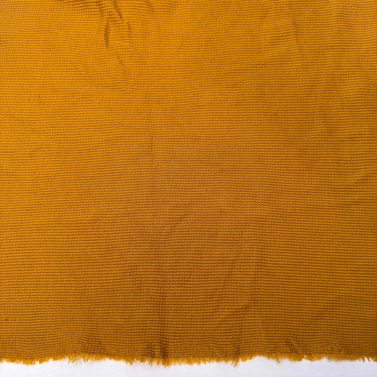 Sunflower - Waffle Knit Cotton Knit - Dark Mustard Yellow - 0.85M Bundle - True Deadstock fabric Fabric by private - Sustainable Textile | FABCYCLE