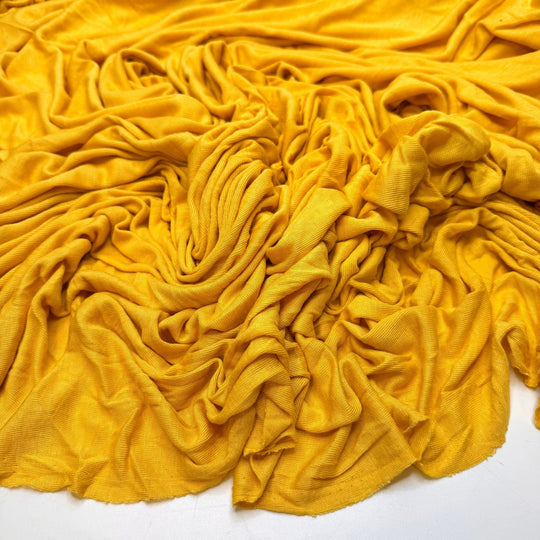 Sunny Forest Path - Rib Knit Hemp Knit - Yellow - 3.3M Bundle - True Deadstock fabric Fabric by private - Sustainable Textile | FABCYCLE