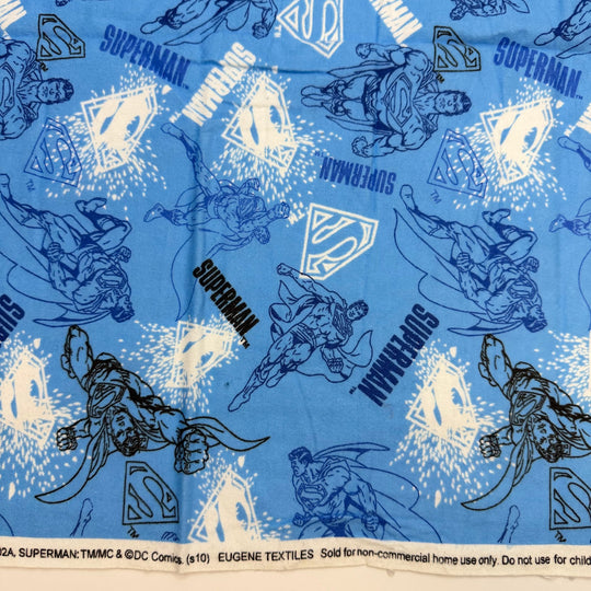 Super Quilter - Brushed Flanelette Cotton Woven - Light Blue Multi Superman - Bundles - True Deadstock fabric Fabric by private - Sustainable Textile | FABCYCLE