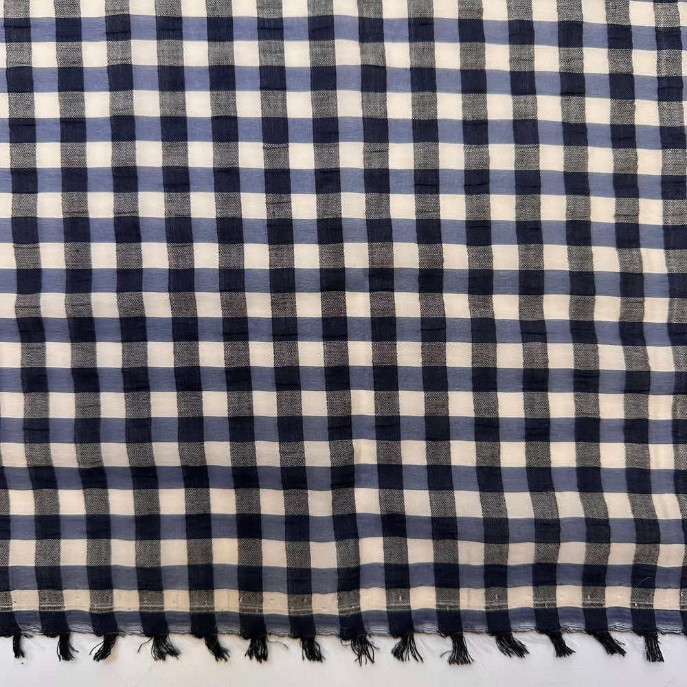 Superman - Seersucker Cotton Woven - Navy Multi Plaid - 2M Bundle - True Deadstock fabric Fabric by private - Sustainable Textile | FABCYCLE