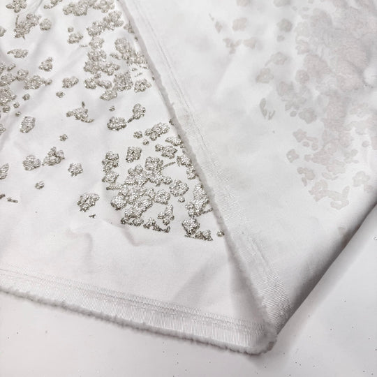 Surrounded By Luxury - Beaded Satin Polyester Blend Woven - White Floral - 2.85M Bundle - True Deadstock fabric Fabric by private - Sustainable Textile | FABCYCLE