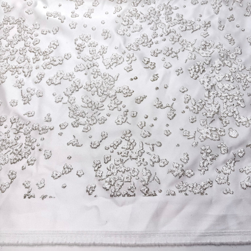 Surrounded By Luxury - Beaded Satin Polyester Blend Woven - White Floral - 2.85M Bundle - True Deadstock fabric Fabric by private - Sustainable Textile | FABCYCLE