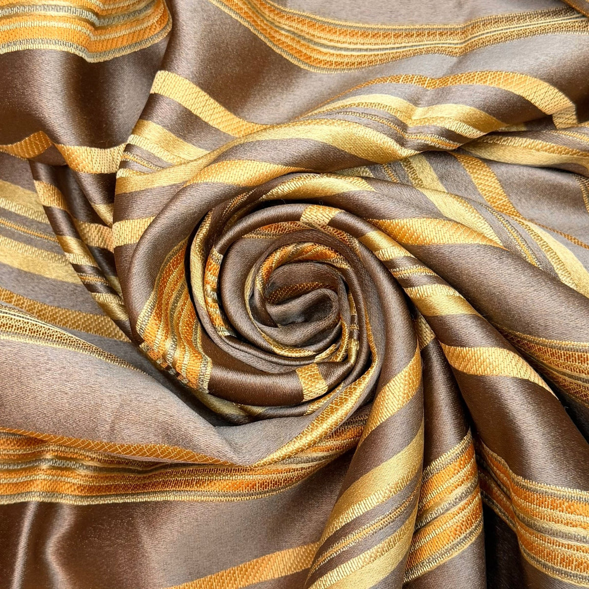 Swanky Hotel - Polyester Blend Woven - Brown/Orange Stripes - 0.95M Bundle - True Deadstock fabric Fabric by private - Sustainable Textile | FABCYCLE