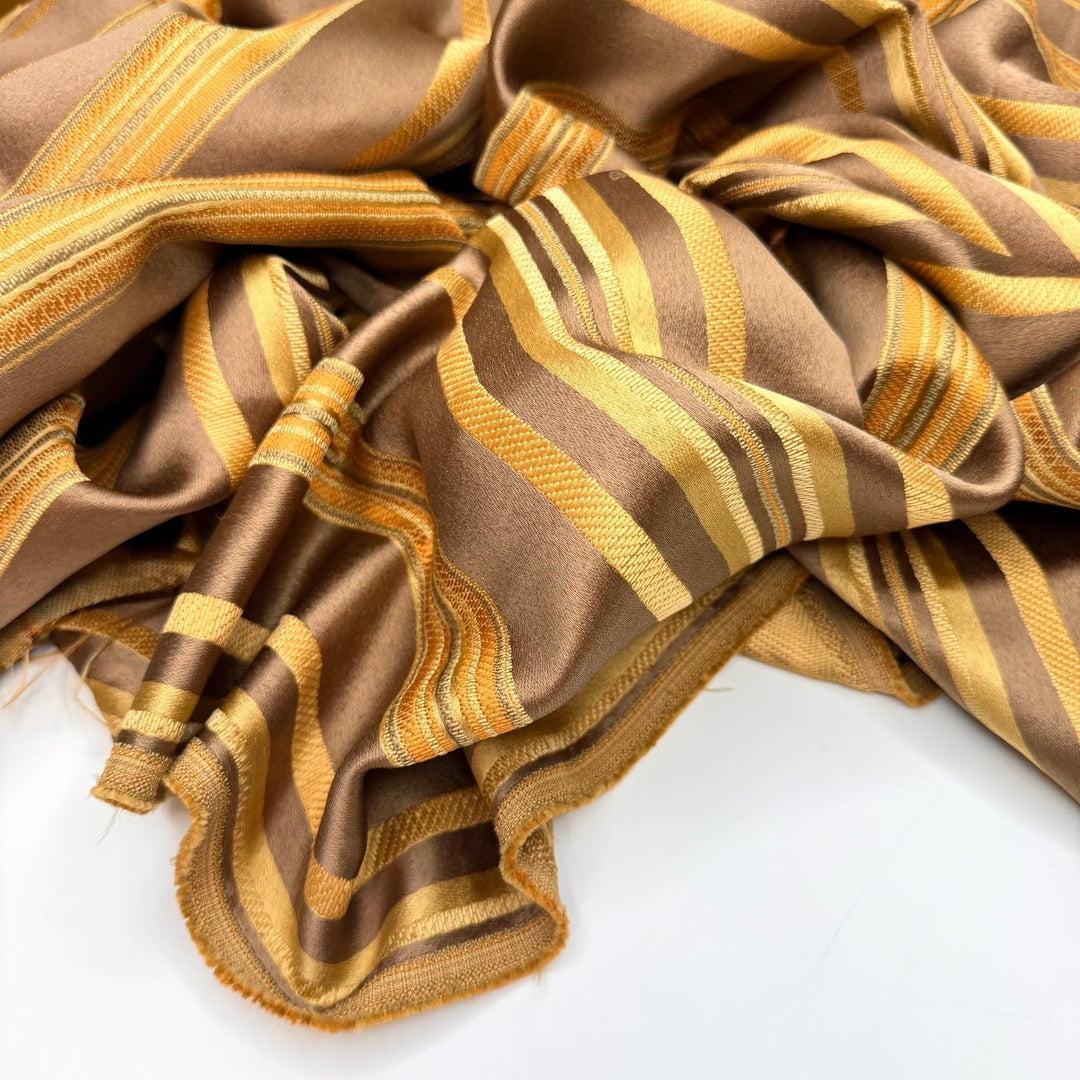 Swanky Hotel - Polyester Blend Woven - Brown/Orange Stripes - 0.95M Bundle - True Deadstock fabric Fabric by private - Sustainable Textile | FABCYCLE