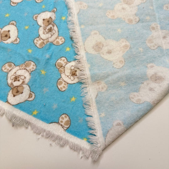 Sweet Dreams - Brushed Flanelette Cotton Woven - Dark Blue Multi Teddy Bears - 2M Bundle - True Deadstock fabric Fabric by private - Sustainable Textile | FABCYCLE