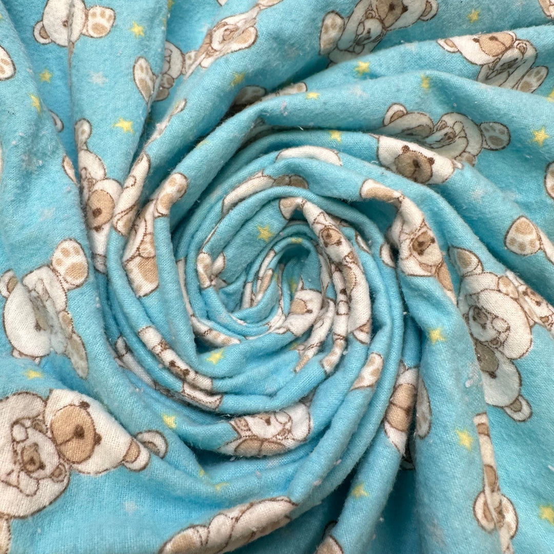 Sweet Dreams - Brushed Flanelette Cotton Woven - Dark Blue Multi Teddy Bears - 2M Bundle - True Deadstock fabric Fabric by private - Sustainable Textile | FABCYCLE