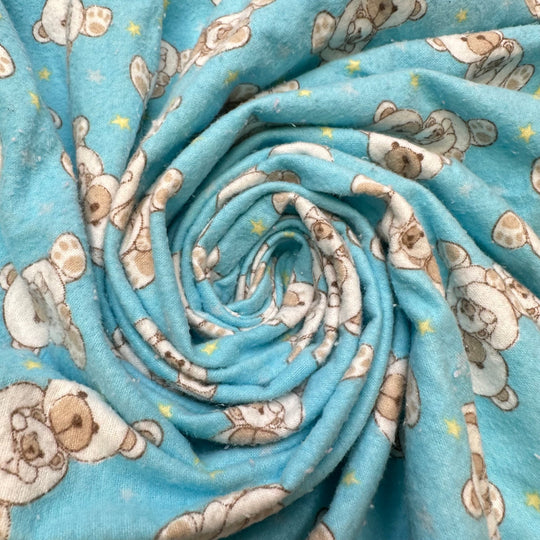 Sweet Dreams - Brushed Flanelette Cotton Woven - Dark Blue Multi Teddy Bears - 2M Bundle - True Deadstock fabric Fabric by private - Sustainable Textile | FABCYCLE