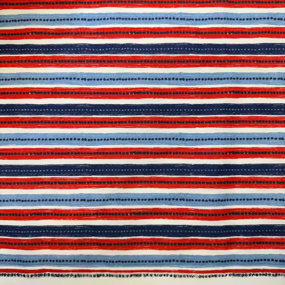 Sweet Potatoes - Twill Weave Poly/Cotton Woven - Blue/Red Stripes - 1.65M Bundle - True Deadstock fabric Fabric by private - Sustainable Textile | FABCYCLE