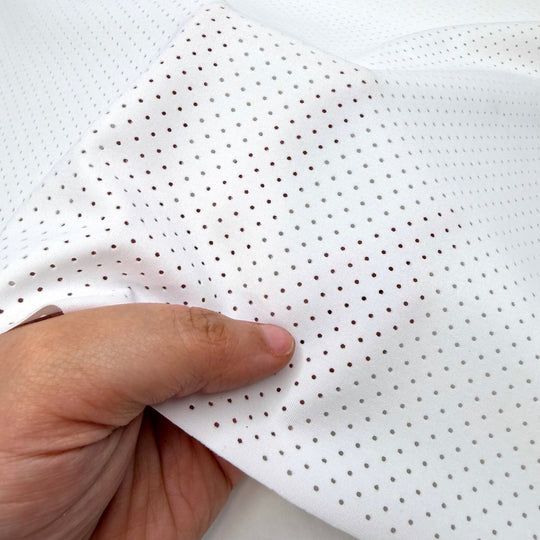 Swim Meet Showdown - Sport Mesh Nylon/Spandex Knit - White - 1M Bundle - True Deadstock fabric Fabric by private - Sustainable Textile | FABCYCLE