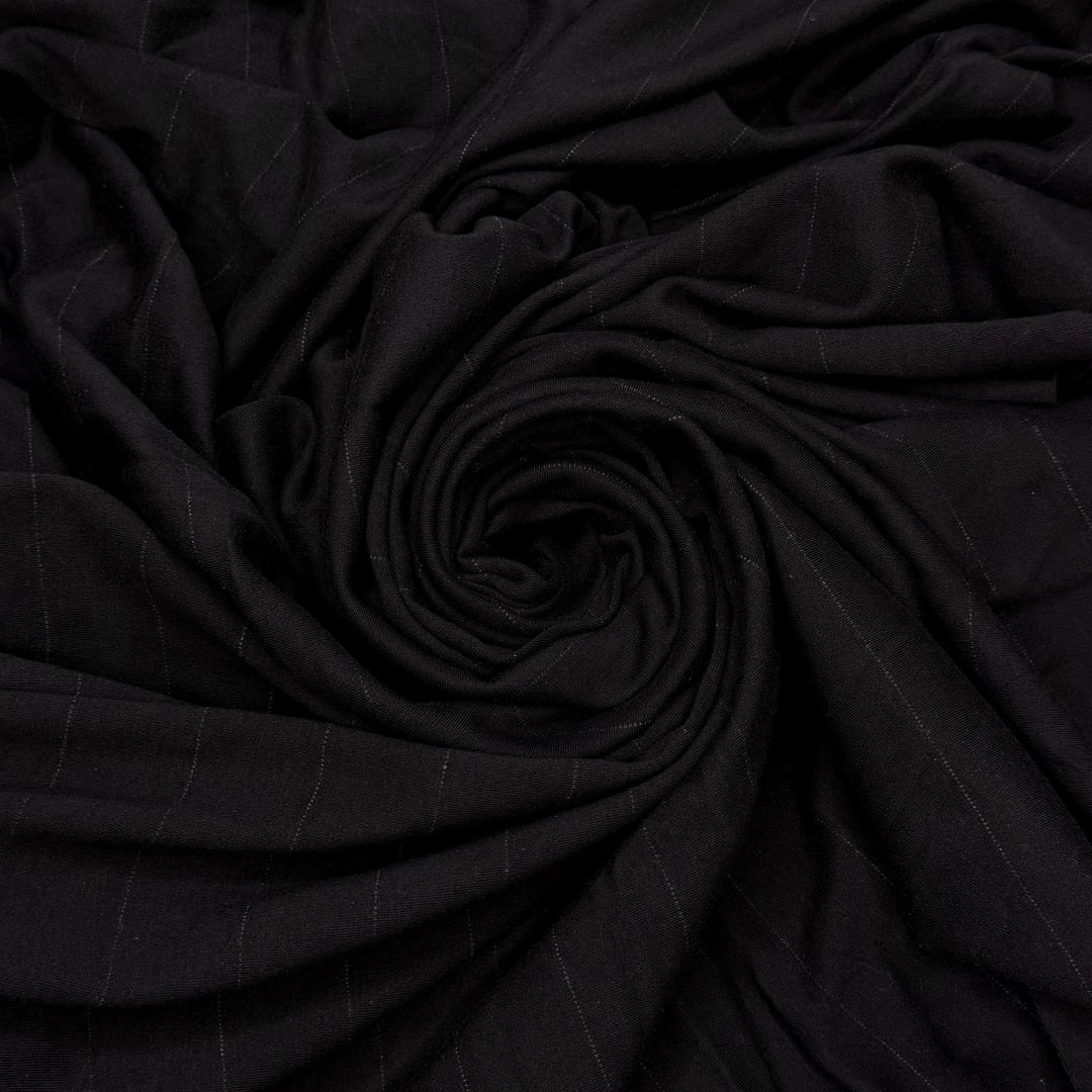 Swimming Home From Work - Rib Knit Cotton Knit - Dark Grey/Navy Pinstripe - 1.3M Bundle - True Deadstock fabric Fabric by private - Sustainable Textile | FABCYCLE