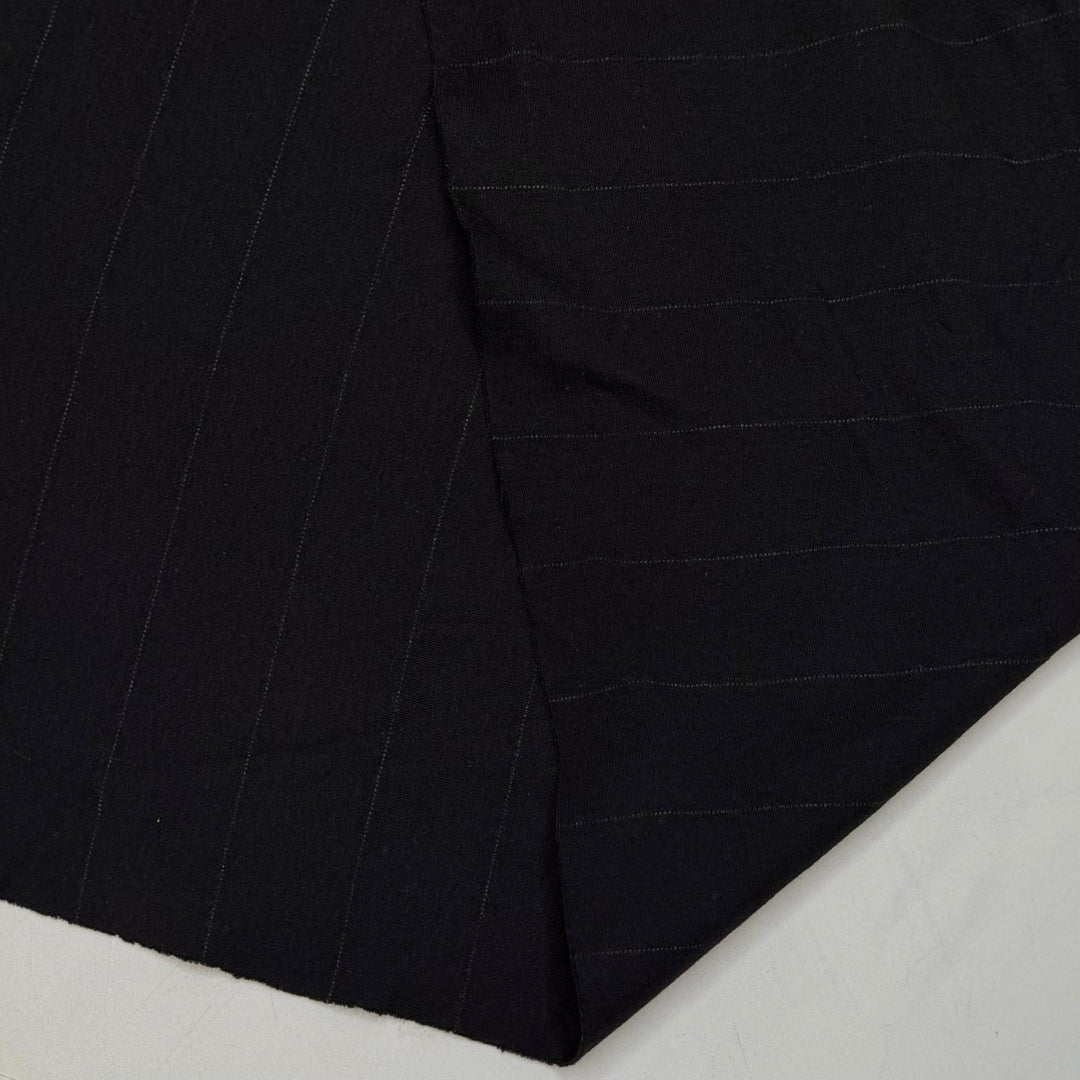 Swimming Home From Work - Rib Knit Cotton Knit - Dark Grey/Navy Pinstripe - 1.3M Bundle - True Deadstock fabric Fabric by private - Sustainable Textile | FABCYCLE