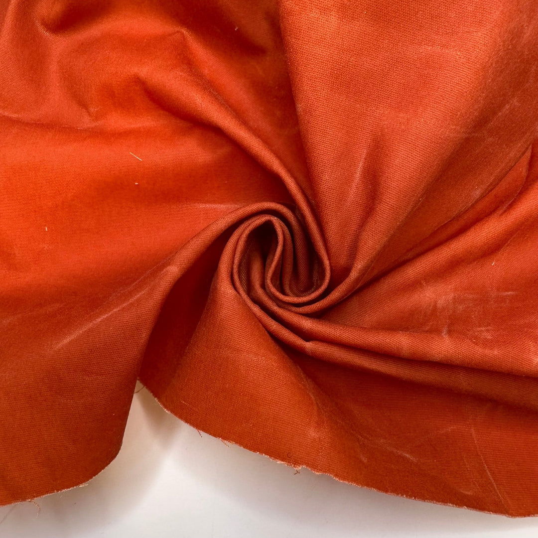 Swimming With A Jacket On - Waxed Cotton Woven - Orange - 1.3M Bundle - True Deadstock fabric Fabric by private - Sustainable Textile | FABCYCLE